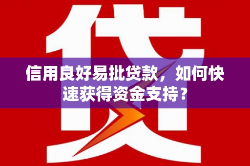 志丹信用良好易批贷款，如何快速获得资金支持？