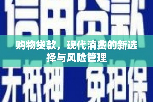 久治购物贷款，现代消费的新选择与风险管理